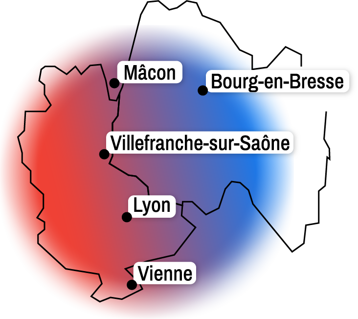 Carte Lyon Bourg en Bresse